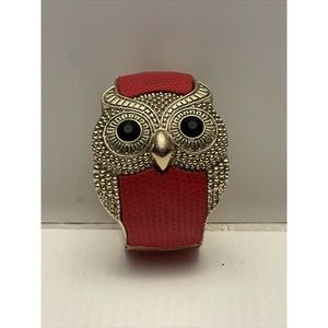 Owl Cuff Bracelet with red leather inserts